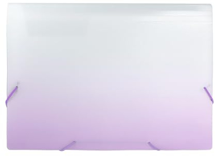 Idena 12109 - Dokumentenmappe A4 aus Kunststoff, Fächermappe in Weiß und Lila mit 12 Fächern, Sortiermappe mit Gummizug, inkl. Beschriftungsschildern