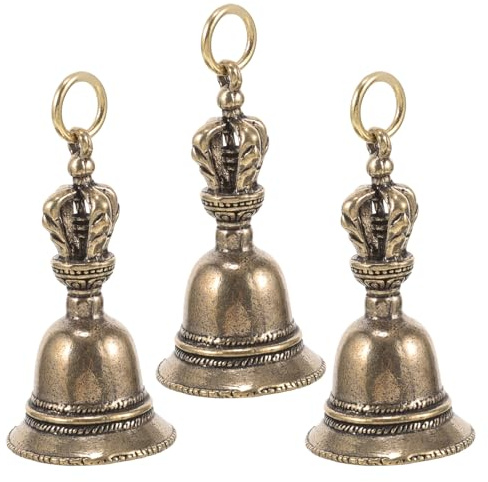 DECOMELODY Set 3 Campanelli in Ottone Vintage, Ciondoli a Forma di Campana per Creazione Gioielli e Portachiavi, Ciondoli Fai da Te per Decorazioni Natalizie e Accessori Artigianali