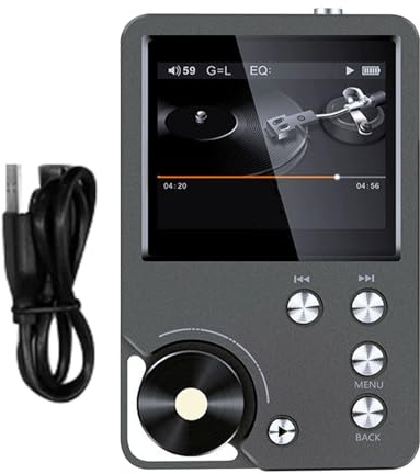 Luocute Lettore MP3 HiFi, Lettore Musicale Portatile Senza Perdita di Dati con Display HD da 2,0 Pollici, Memoria da 64 GB, 5.3, Radio FM, Registratore Vocale, Supporta Fino a 256 GB,