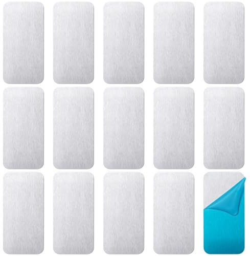 DC,CLISENCE 15 Pack Silver Metal Strips for Magnets, 2.3x1.1in Metal Plates for Magnetic Mount, Rectangular Adhesive Small Metal Plate for Phone Magnet, Magnetic Mount (0.02 in)