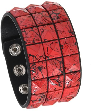 CAZSTYK Unisexe Punk Charm Carré Clous Cuir Longueur Réglable pour Homme et Femme Mode Cadeau Accessoire Doux Carré Clouté PU Cuir Bracelet Réglable Confort pour un usage quotidien Unisexe, taille