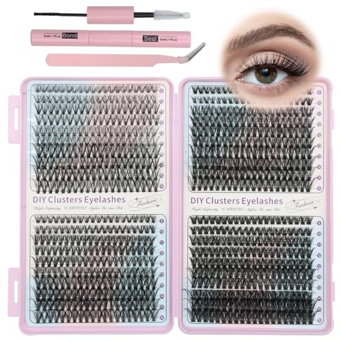 VEGCOO 800 Pezzi Ciuffetti Ciglia Finte Kit, 30D-40D-50D-60D DIY Kit Extension Ciglia, 9-16mm Curl Ciglia Finte Ciuffetti per Uso Personale e Domestico Lash Clusters