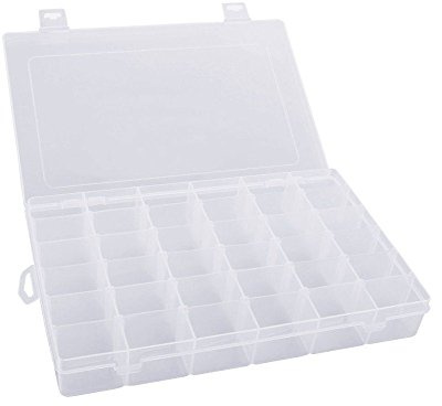 Gospire 36 Grids Clear Plastic Jewelry Box Organizer Storage Container with Removable Dividers,(4.32cm*2.80cm) * 36 Grid