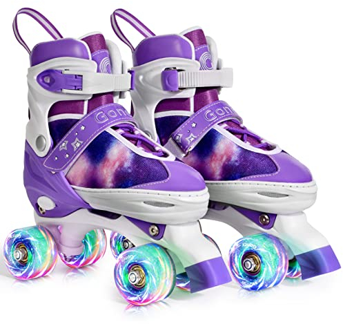 Gonex Verstellbar Rollschuhe, Leuchtenden Rädern Roller Skates für Mädchen Jungen Kinder Erwachsene (M (35-38) EU, Sternenhimmel)