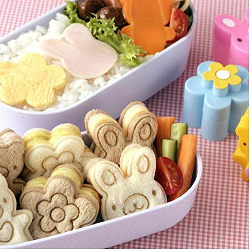 Casecover 3cps Cute Mini Sandwich Cutters Shapes Set for Kids Plastic Bento Sandwich Cutters Molds Bread Biscuit Embossed Device
