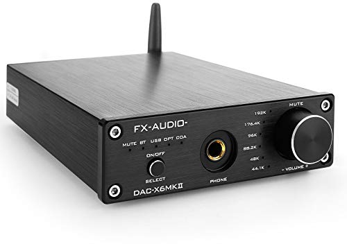 FX-Audio DAC-X6 MKII Bluetooth 5.0 Digital Audio Decoder DAC Amp 24-bit/192kHz USB/Coaxial/Optical Headphone Amplifier Mini HiFi Pre-Amplifier Black