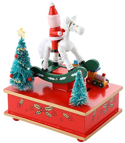 BESPORTBLE Spieluhr Weihnachten Holz Mini Schaukelpferd Weihnachtszug Weihnachtsbaum Miniatur Weihnachtsszene Kinder Erwachsene Geburtstag Hochzeit Weihnachtsdekoration
