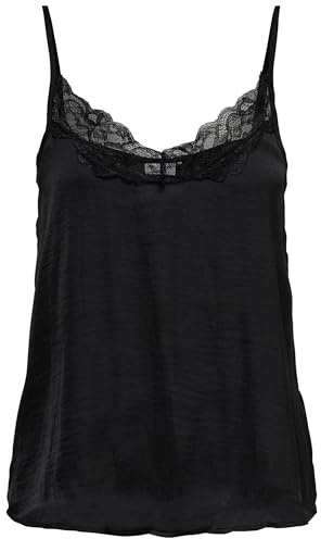 JDY appa New Lace Singlet Wvn Noos Top, Black/Detail:DTM Lace, 44 para Mujer