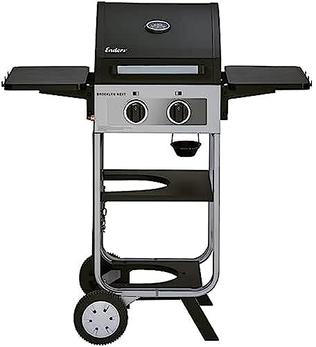 Enders Brooklyn Next 2 Barbecue a Gas, Grill a gas da campeggio, 2 bruciatori in acciaio inox, Coperchio con Termometro, BBQ a Gas 2 Ripiani laterali pieghevoli per Balcone ed Esterno #8645630