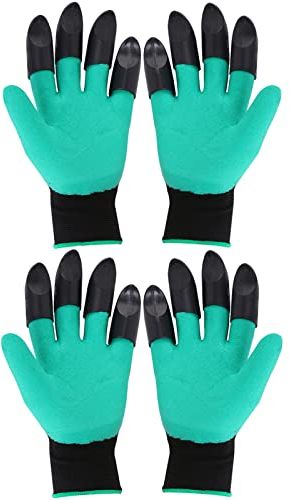 Pflanzen Handschuhe Gartenhandschuhe Atmungsaktiv Gartenhandschuhe Für Graben Gartenhandschuhe Mit Krallen Garten Gloves Wasserdichte Gartenhandschuhe Für Herren und Damen,zum Graben(8 Klauen 2 Paar)