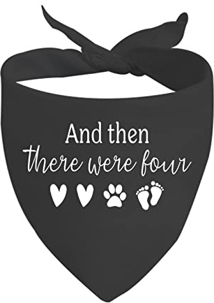 1 Stück Baby-Ankündigung Hundehalstuch And Then There Were Four/Five Hundehalstuch, Geschenk für Schwangerschaft (There Were Four D)