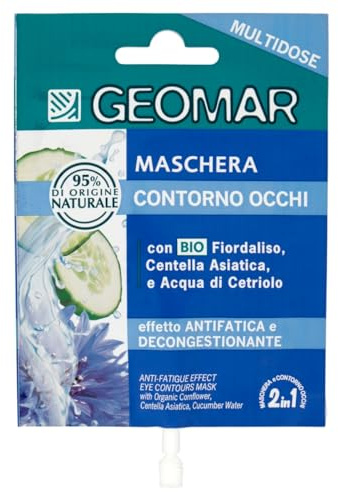 GEOMAR | Mascarilla Facial y Contorno de Ojos 2 en 1, Efecto Antifatiga y Descongestionante, 95% de Origen Natural, Dermatológicamente Testada, Made in Italy, 12 ml
