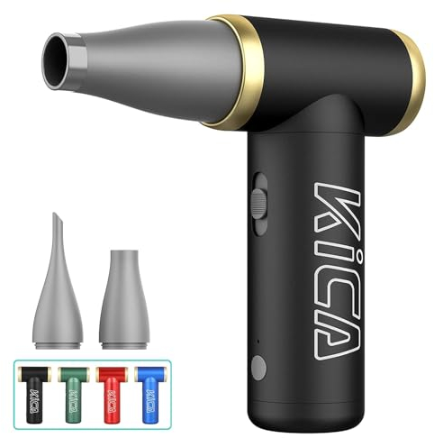 Kica JetFan 2 Elektrisches Staubgebläse – Wiederaufladbare Druckluftspray Alternative, Handheld Air Duster, Mini Staubbläser für Laptop, Tastatur, Auto, Sofa, Bürogeräte, 22500-101000 U/min – Schwarz