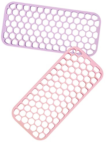 2 Stück Silikonmatte für Glätteisen und Lockenstab, Hitzebeständig | Tischschutz, Rutschfestes Design, für Salon und Zuhause, Violett und Rosa, Praktische Ablage