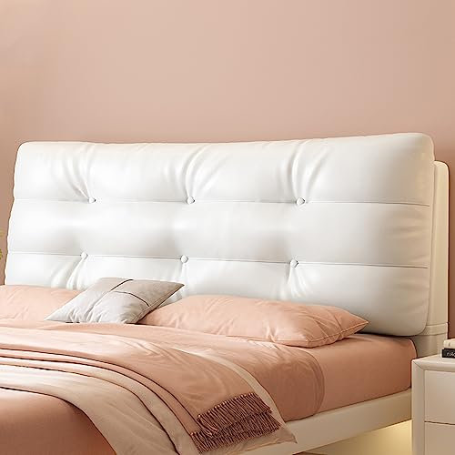ZZYK Einfarbig Gepolstertes Kopfteil Wandkissen,Bett Rückenlehnenkissen, Taillenstützkissen,Rechteckiges Kopfteil,Weiches Schlafsaal Tagesbettkissen,Weiß,Straps 74.8/190cm