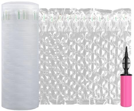 Hijelyn Inflatable Bubble Cushioning Wrap Roll Heavy Duty Bottle Shipper Protector Sleeve 12x164' Large Size Air Bubbles Packing Supplies for Fragile Items, Air Pillows for Shipping Moving Packaging