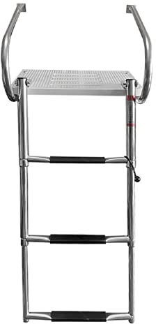 Scaletta telescopica a 3 gradini in Acciaio Inossidabile, Piattaforma per pontile, Scala allungabile con Supporto per Scivolo, capacità di 400 libbre, per Barche Marine, Yacht, Camper, campe