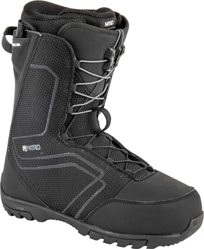 Nitro Herr snowboards Sentinel TLS '23 All Mountain Freestyle snabbsnörningssystem billig båt snowboardbåt, äkta svart, MP 32.0//EU 48//US 14