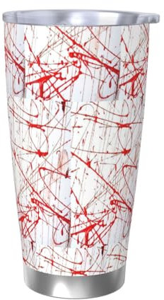 Kycvds Red Paint Art 2.0 Oz Stainless Steel Flat Glass Water Cup With Straw Flip Reusable Water Cup