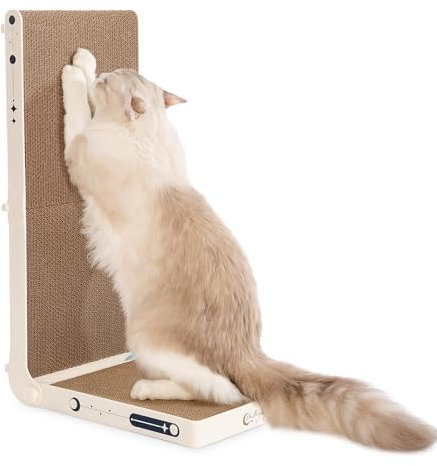 UniBlissy Cat Scratcher, 25.3 Inch Double Sided L Shape Cat Scratching Board, No Assembly Cat Scratch Pads with Ball Toy, Cat Scratchers for Indoor Cats & 3X Catnip, Large