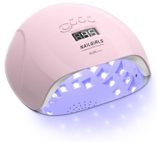 Nailgirls UV-Nagellampe 150W, Tragbare Nageltrockner Lampe für Maniküre & Pediküre, LED-UV Lampe mit automatischem Sensor,4 Timer-Modi, LCD-Display,Rosa