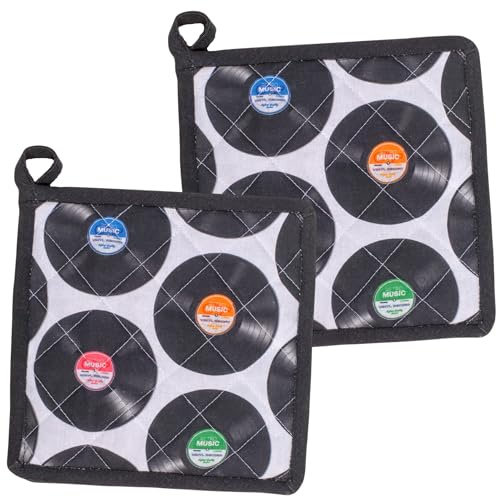 MIJOMA Topflappen 2er Set Vinyl aus Baumwolle mit Polyesterfüllung für Küche und Backofen