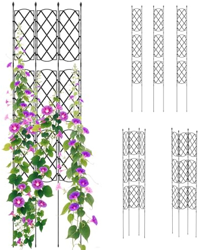 GOPLUS Lot de 3 Treillis pour Plantes Grimpantes en Métal 48 x 82/123/164 cm, Tuteur Tomates Jardin, Cage Intérieure et Extérieure pour Vignes, Fleurs, Jardinage/Écran/Clôture de Pièce, Noir