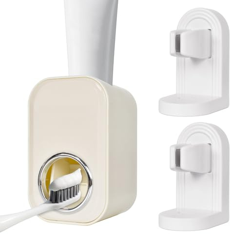 Naapesi 2 Portacepillo de Dientes Eléctrico con 1 Dispensadores de Pasta de Dientes, Soporte para Cepillo de Dientes Montado en La Pared, Posa Pasta de Dientes, Organizador Cepillos de Dientes