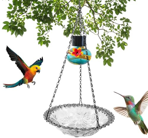 Bird Bath - 23cm Bird Bath - Bird Feeder, Solar Powered Garden Bowl With LED Light & Weatherproof Coating For Balcony, Terrace Or Garden, Ideal For Attracting Wild Birds