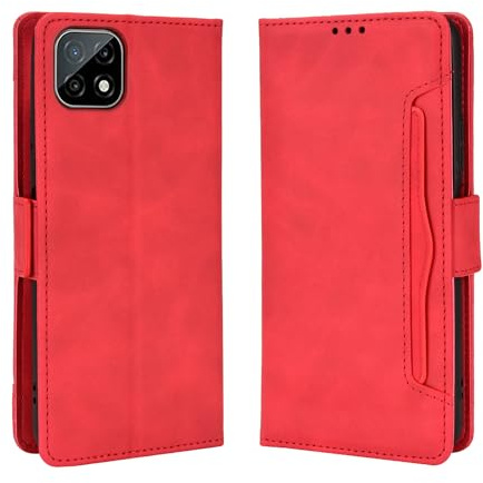 Lucyliy Coque pour Wiko T3, Etui Housse téléphone Portable PU Skins Flip Stand Function Case Cover Red