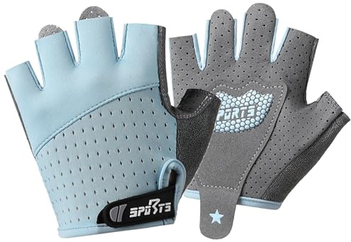 Kids Cycling Gloves with Breathable Mesh Half Finger Roller Skating Cycle Gloves Non Slip Fingerless Bicycle Glove for Boys Girls 9-12 Y Lightweight Cool Sports Gloves Climbing Glove for Hiking Gym