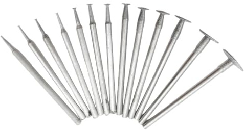 KinetiCore 13Pcs Diamond Burrs Set, 2.35mm Shank T-Head Grinding Bits, Rotary Tool Accessories for Carving, Engraving, Polishing Stone, Glass, Ceramic & Jewelry