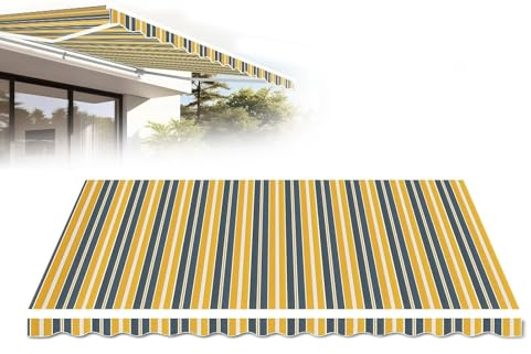 Tessuto di Ricambio per Tende da Sole a Righe (Senza Telaio), Telo Tende da Sole per Esterno Ricambio, Telo Parasole in Poliestere Impermeabile con Protezione UV(8x6.5ft)