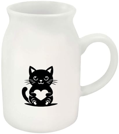 Azeeda 300ml 'Cute Cat with Love Heart' Ceramic Milk Jug (MJ00020058)