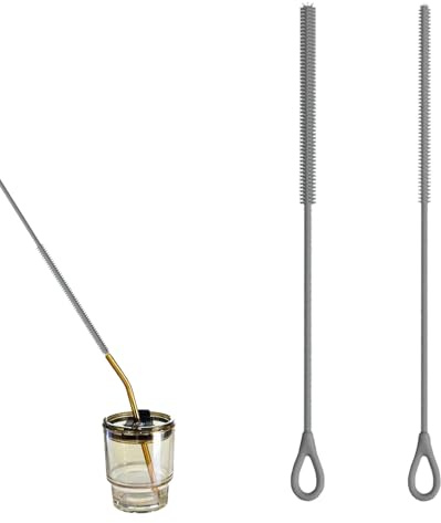 2 Stück Strohhalm Bürste,Weiche Strohhalm Reinigungsbürste,Silikonmaterial,6mm+9mm,Multifunktional Reinigungsbürste,Wiederverwendbare Strohhalmbürsten Für Glas- Metall- Und Plastikstrohhalme (Grau)