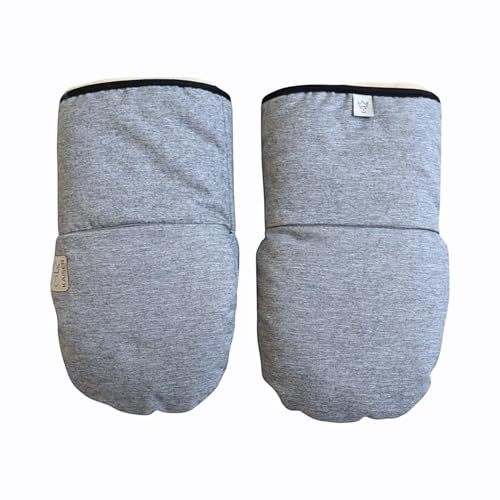 Lammfell Kinderwagenschuhe Reflect, Kinderwagen-Handschuhe mit Klettverschluss, 29 x 15 cm, Wasserabweisend (light grey melange)