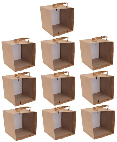 Warmhm 10 Stück Braune Kraftpapier Geschenktüten Praktische Papiertüten zum Selbstaufstellen Geeignet für Party und Geschenkverpackung