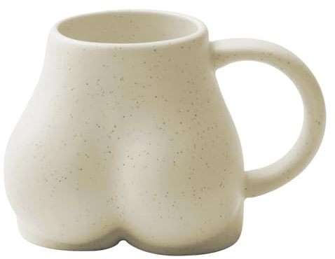Tasse à fesses avec poignée 300 ml, tasse à café personnalisée, roman humoristique en céramique pour thé, lait, boissons, cadeaux d'anniversaire, beige jaune CUISINE.