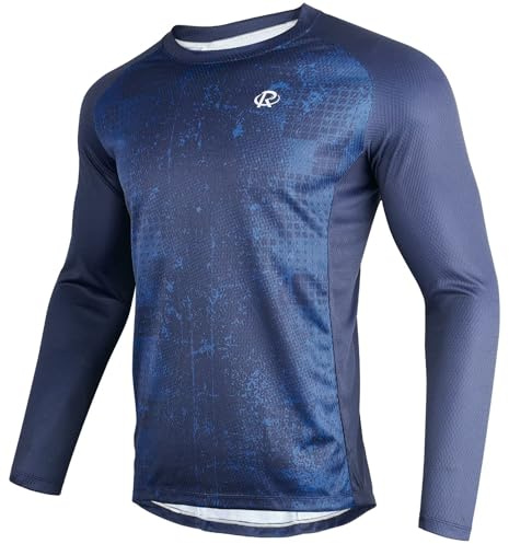 ROTTO Mens Long Sleeve Mountain Bike Jersey MTB Shirt BMX Downhill Moisture Wicking Quick Dry