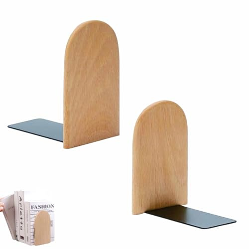 Lot de 2 Serré Livre en Bois de Hêtre 17 x 12 x 10,5 cm Serre-Livre Supports de Livre pour Livres Lourds, CD, Vinyles, Solides