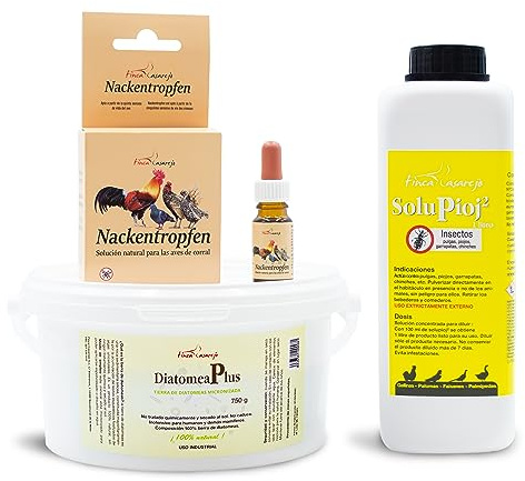 FINCA CASAREJO Pack Adiós piojos para gallinas - Productos Naturales para desparasitar Aves de Corral - Elimina el piojo de Las gallinas en tu Corral - Formato Grande