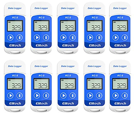 Elitech RC-5 Lot de 10 Enregistreur de Température USB Mini, Capteur Haute Précision, 32000 Points d'enregistrement et Rapport PDF
