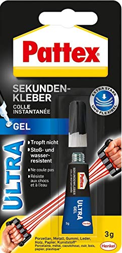 PATTEX Sekundenkleber extra stark & flexibel - Ultra Gel 3,0 g stoß- & wasserresistent, tropft nicht (Kleber Klebstoff Spezialkleber)