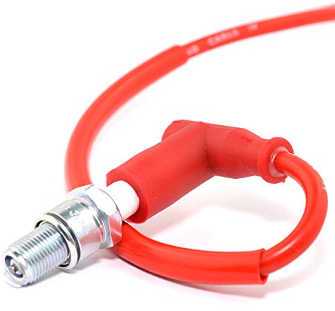 Easyboost Zündkerzenstecker Rot Racing Hochspannungszündkabel Silikon für Roller Vespa Motorrad Aerox Jog-R Peugeot Piaggio F10 F12 AM6 Derbi Rieju MX Schaltmoped Simson
