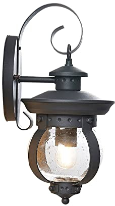 Outdoor Wall Light 'Farley' dimmable (Antique, Vintage) in Black Made of Metal (1 Light Source, E27) from Lindby | Wall lamp for Exterior/Interior Walls, House, Terrace und Balcony