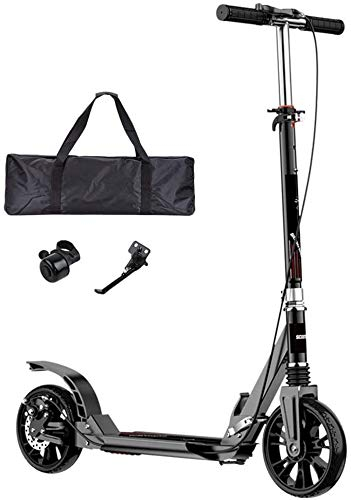 Roller Erwachsene Faltbare Tretroller for Erwachsene/Jugendliche - All Terrain Big Wheels Roller mit Handbremse Tragetasche und Fahrwerk - Maximallast 150 kg / 330 Lbs (Color : Black)