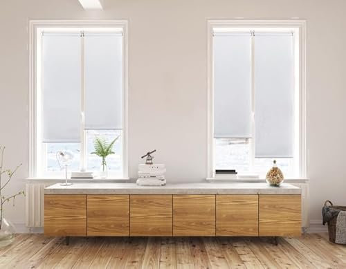 STOR PLANET Rollo ohne Bohren, lichtdurchlässig, verstellbares Rollo für Fenster, lichtdurchlässige Jalousien, einfache Installation an oszillierenden Fenstern, Wand und Decke, weiß, 45 x 180 cm