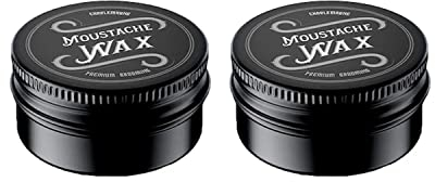 Charlemagne Moustache Wax - 2x 15 ml, starker Halt, Lederduft - Bartwichse Schnurrbart Wachs mit echtem Bienenwachs - Schnurrbart Styling Wax Set für starken Halt - Bartpflege - Made in Germany