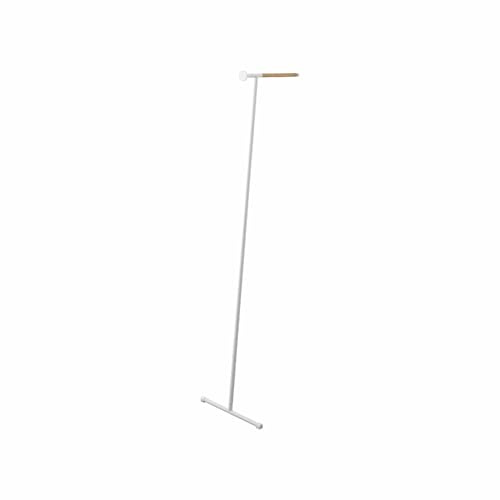 YAMAZAKI 5972 TOWER Leaning Steam Ironing Coat Rack, white, Steel/Wood/Silicone, 38.5 x 47 x 162 cm