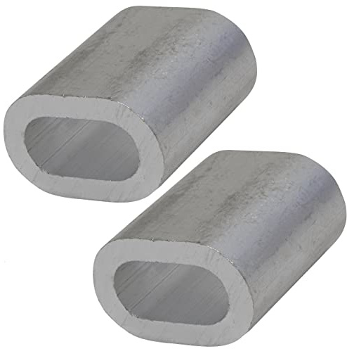 AERZETIX C65273 Juego de 2 Manguitos de Sujeción Ø10mm Acero | Cable/Alambre, DIN 3093, Brida de Crimpado, Sujetacables Colgar Pancartas Velas de Sombra Cuerdas, Aluminio Color Plata